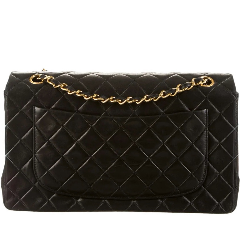 CHANEL Vintage CC Single Flap Bag Lambskin 24K Gold Black Karl Lagerfeld - Picture 5 of 17